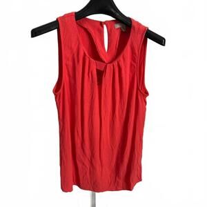 Banana republic, coral pleated sleeveless shirt